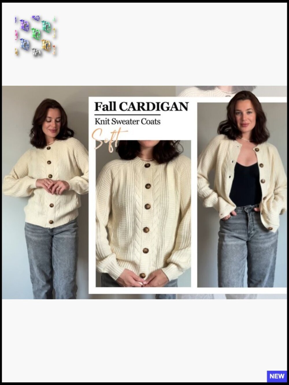 Cable Knit Cardigan Open Front Sweater Casual Long Sleeve Button Outerwear - Picture 7 of 7